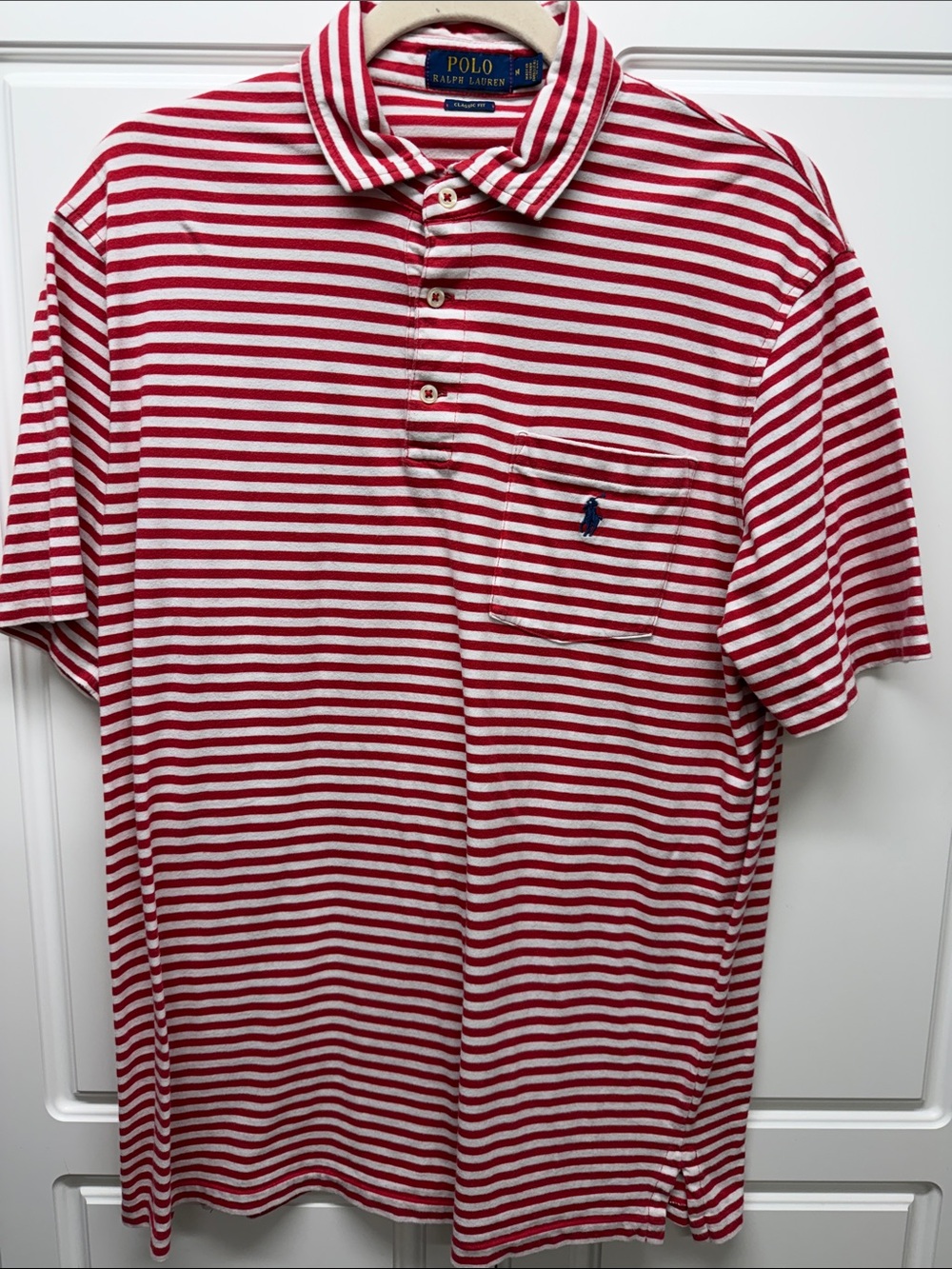 Polo by Ralph Lauren Red & White Striped Pocket Polo